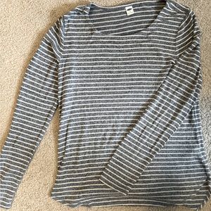 Blue and white striped sweater